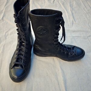 Converse Chuck Taylor All Star XX-Hi Leather Black Monochrome Womens Size 8